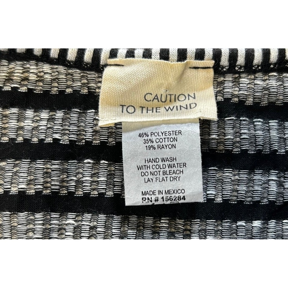 Caution To The Wind Black White Striped V Neck Faux Wrap Dress Womens Small - Picture 3 of 4
